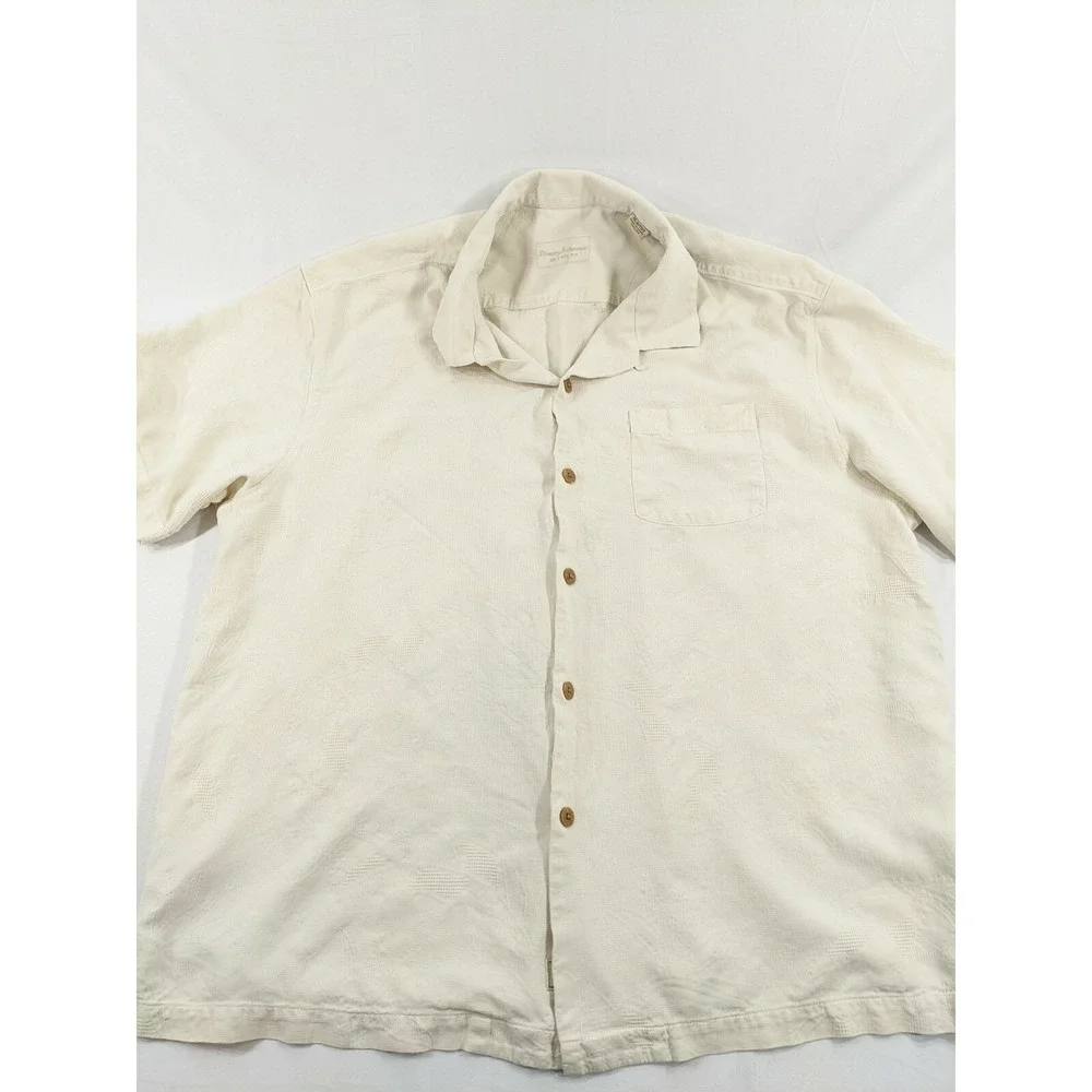 Men's Tommy Bahama Original Fit 100% Silk Casual‎ Button Up XL Ivory